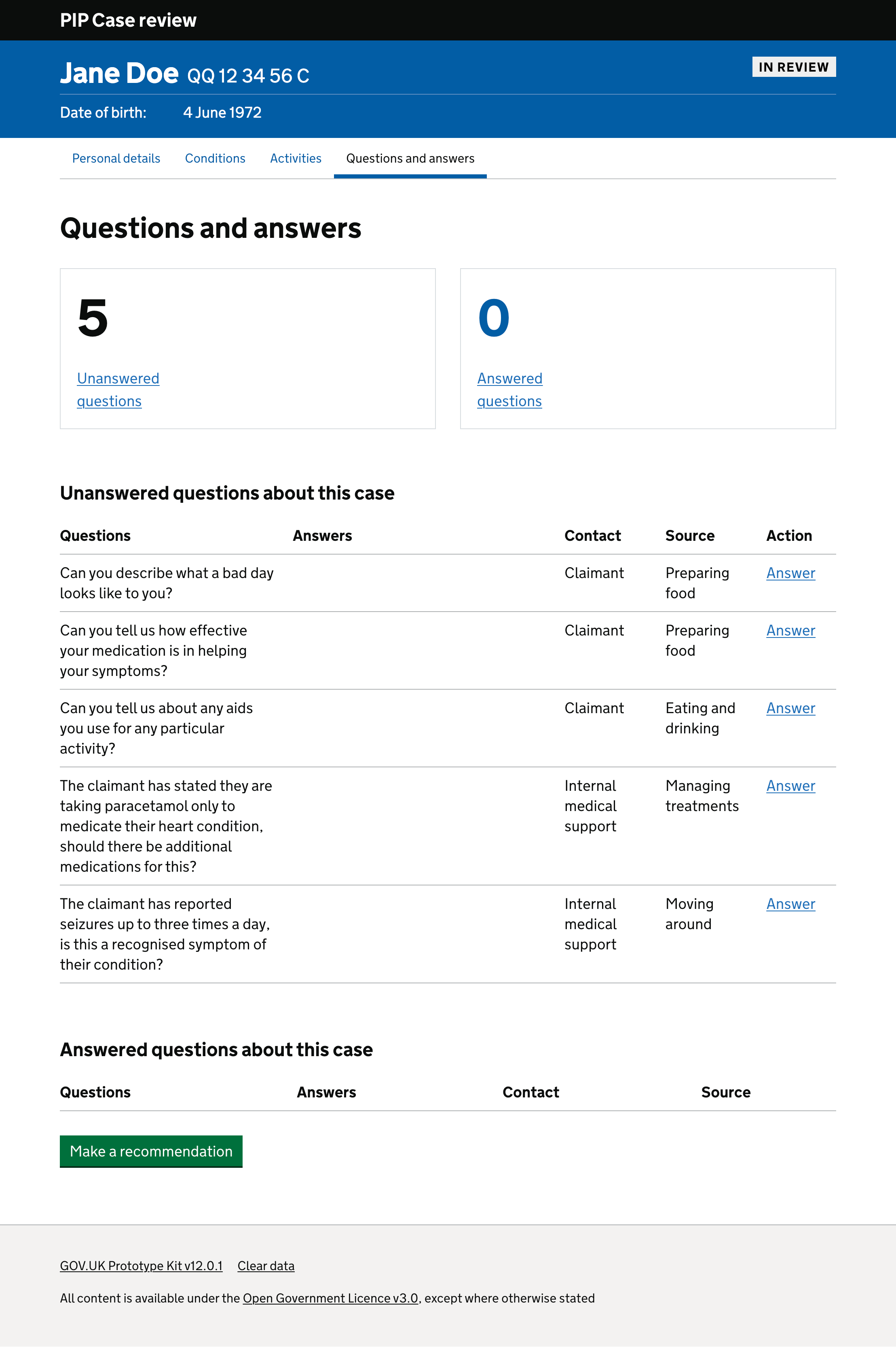 Questions to determine if they will need an assesment - web design Martin Gray