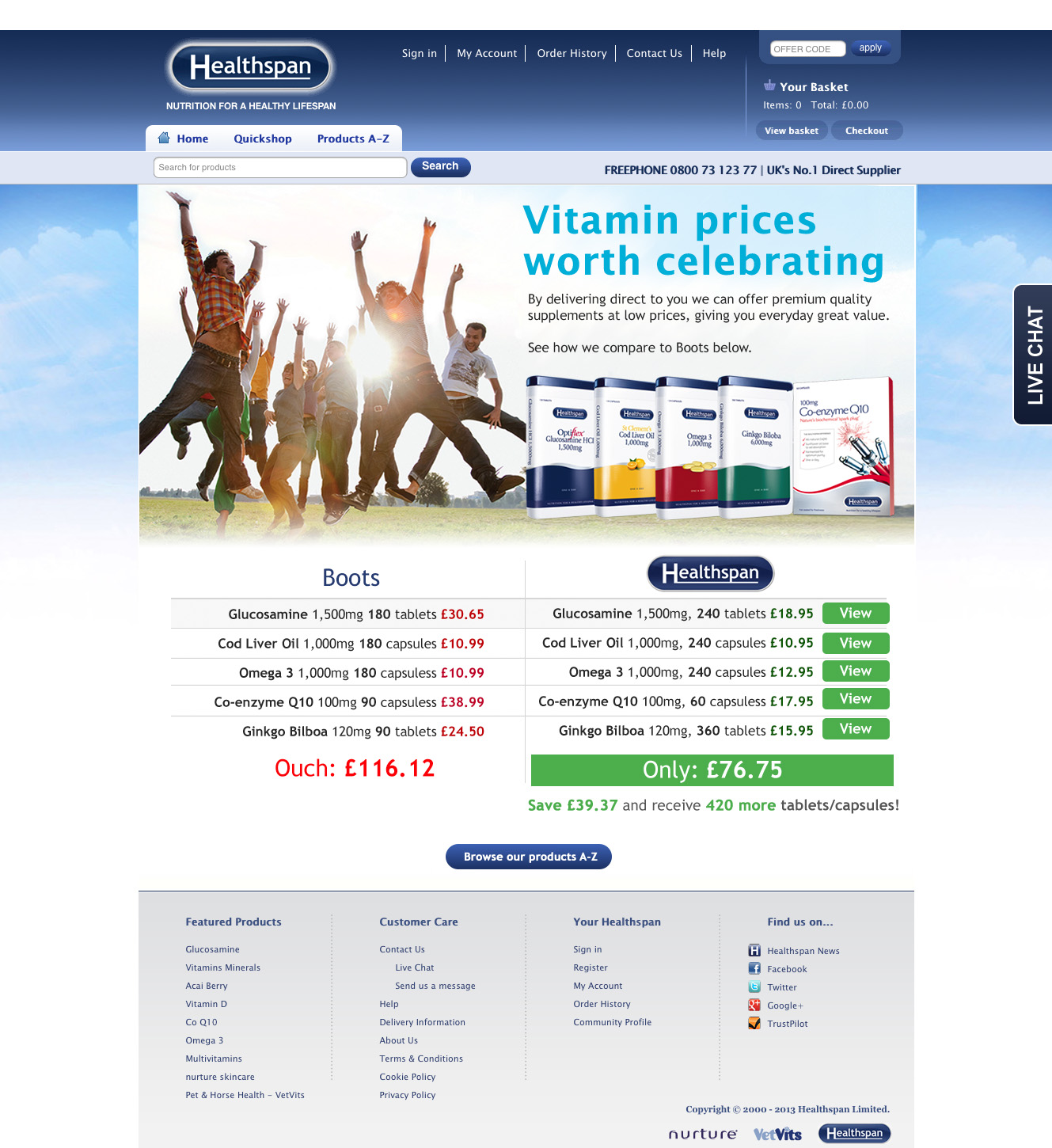 Healthspan - compare prices with Boots - Martin Gray portfolio