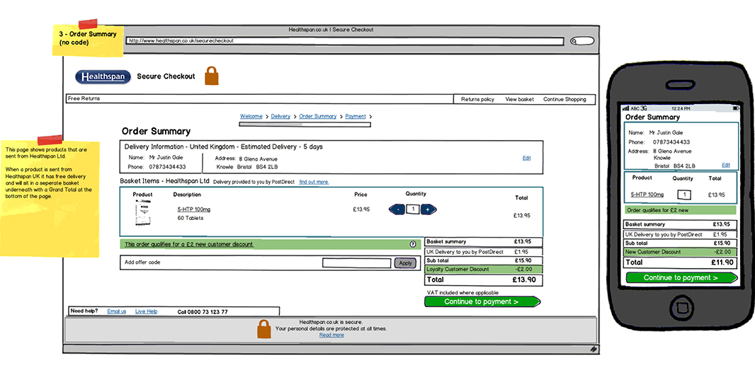 Healthspan checkout process redesign