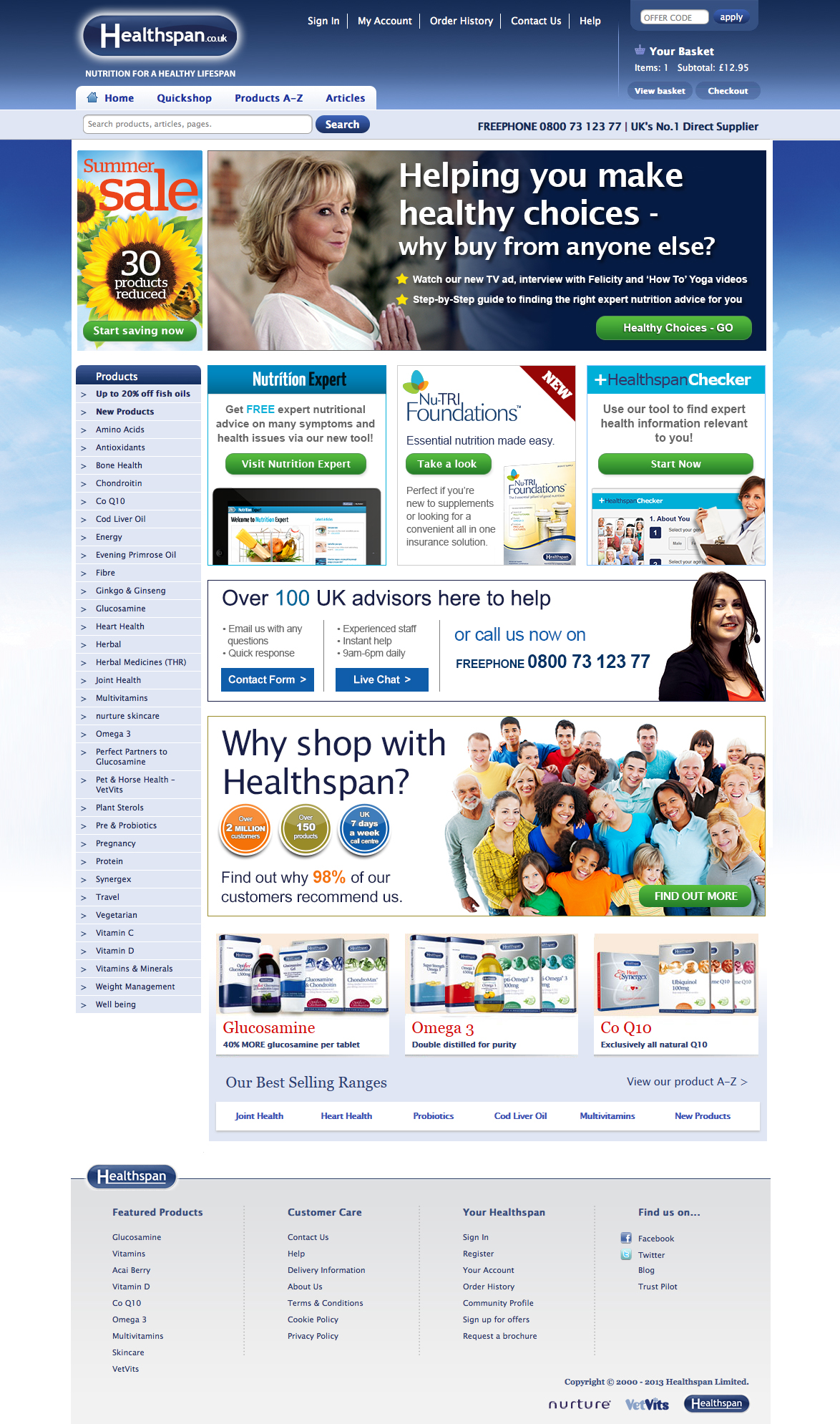 Healthspan - homepage redesign ecommerce - Martin Gray portfolio