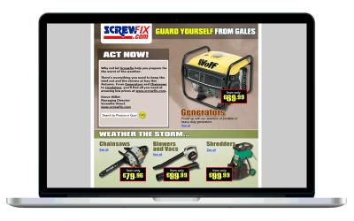 Screwfix weather-based email design by Martin Gray